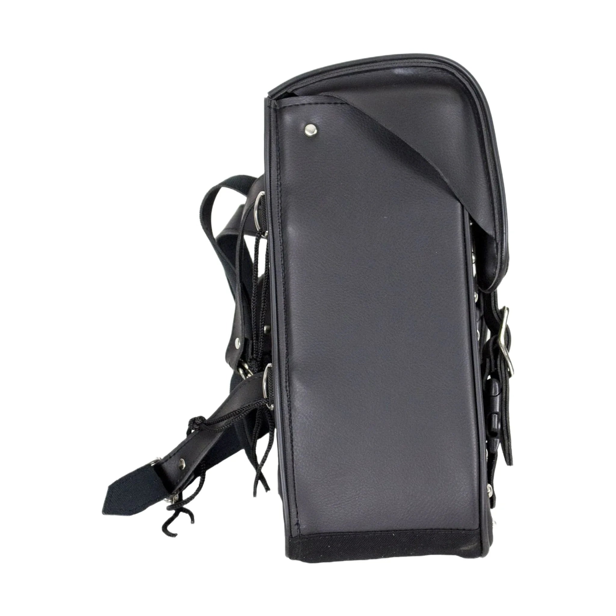 Studded Black PVC Solo Swing Arm Bag - Left Side