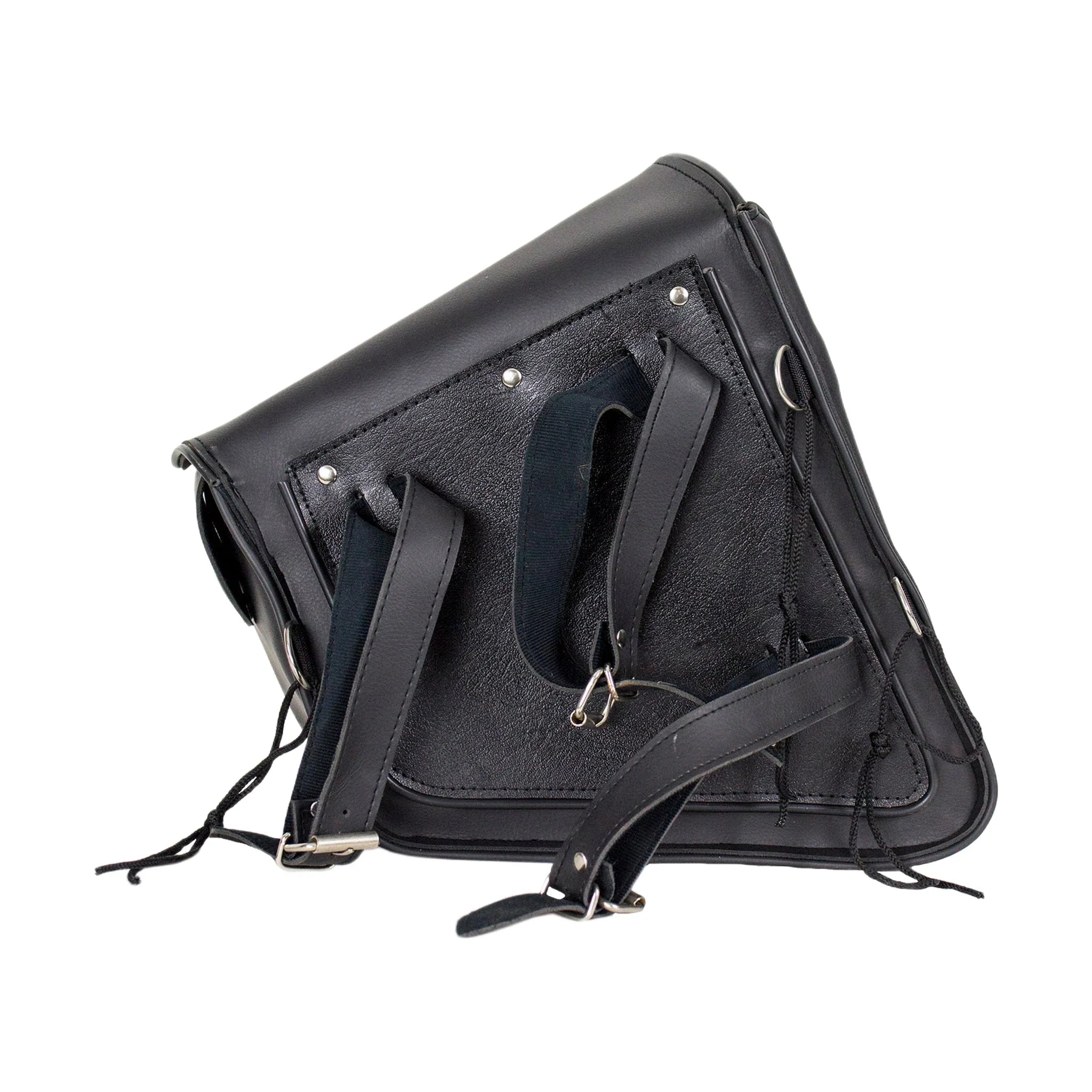 Studded Black PVC Solo Swing Arm Bag - Left Side