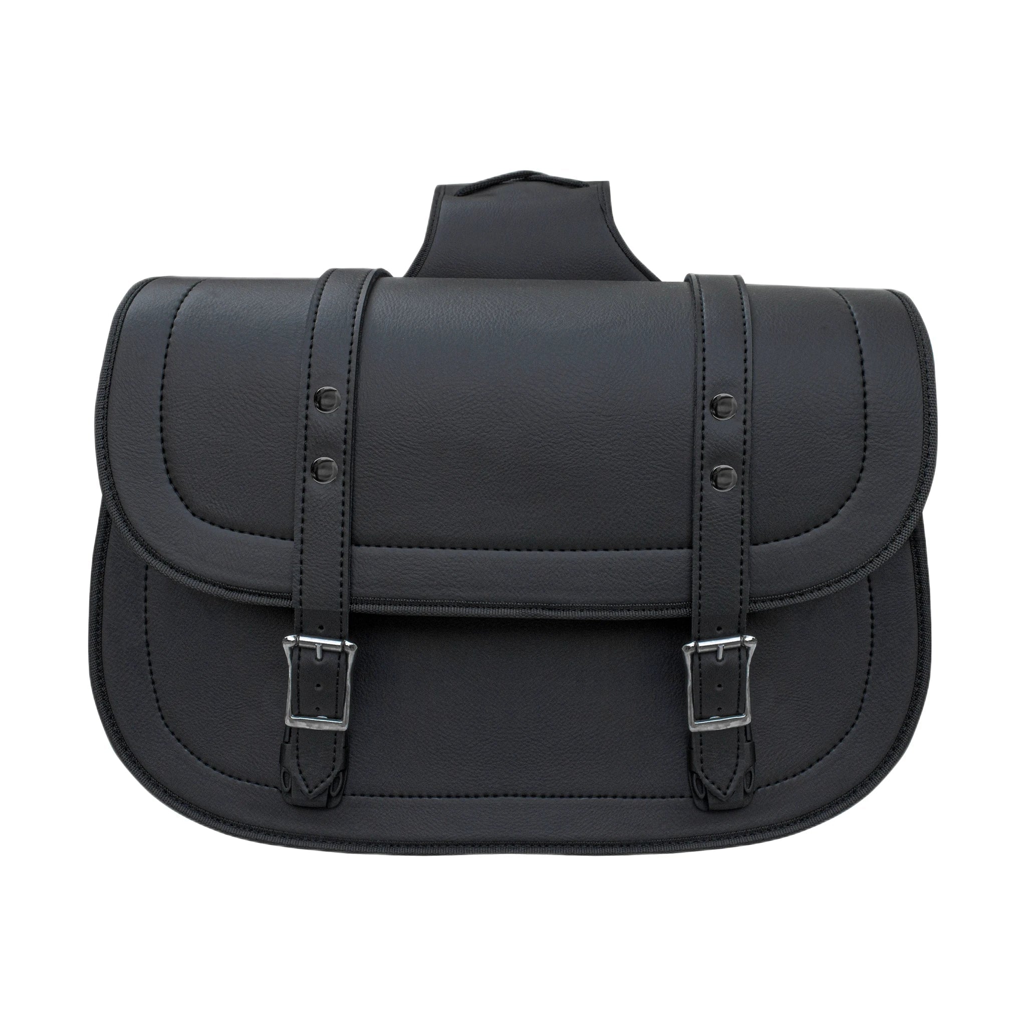 Dream Apparel Motorcycle Saddlebag Black PVC Classic Vintage Style, Weather-Resistant Saddlebag