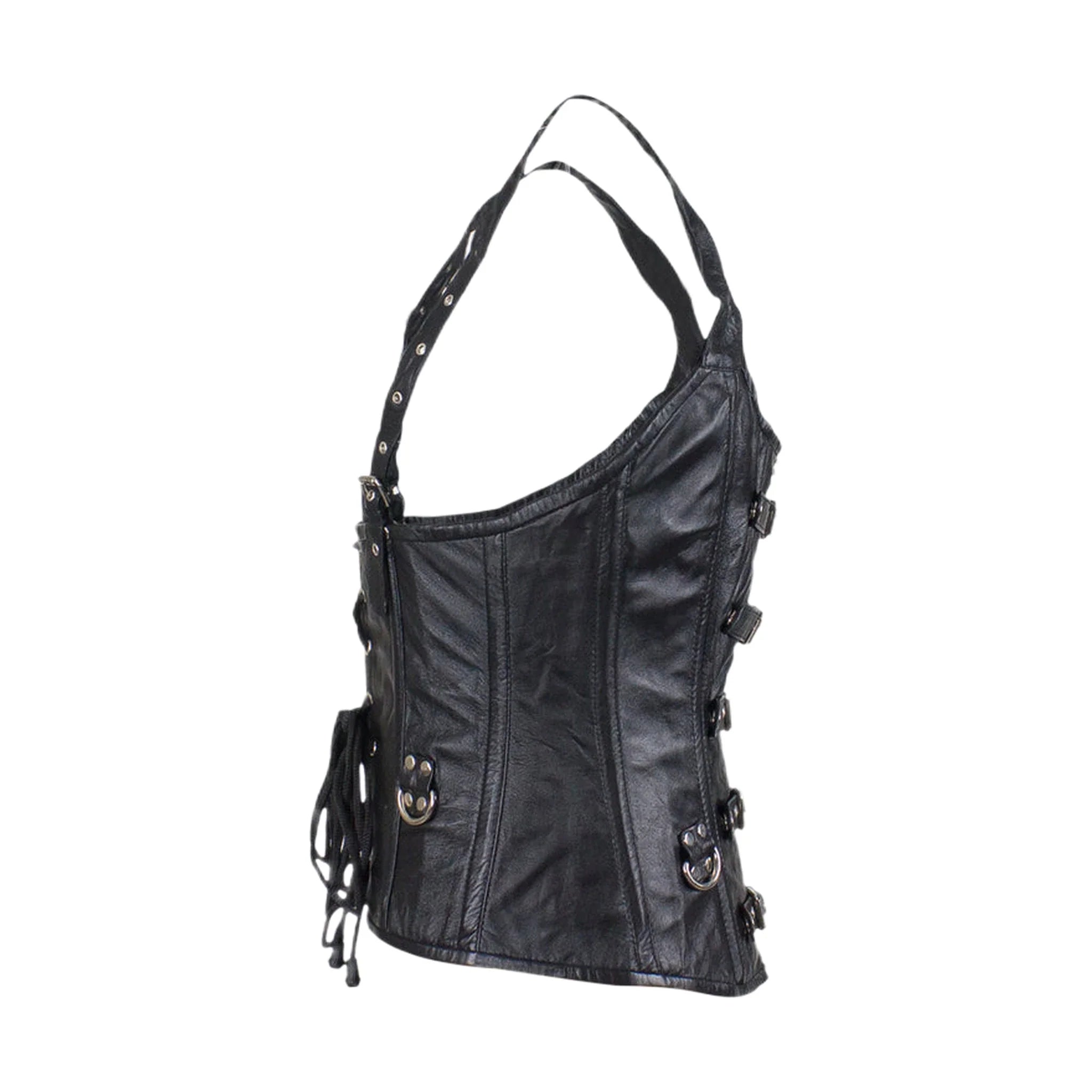 Women's Lambskin Leather Corset with Buckles