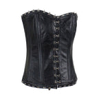 Women's Lambskin Leather Corset Dream Apparel Black Hook Eye Front Lace Up