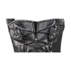 Womens Black Lamb Skin Leather Laces & Zippered Corset