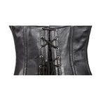 Womens Black Lamb Skin Leather Laces & Zippered Corset