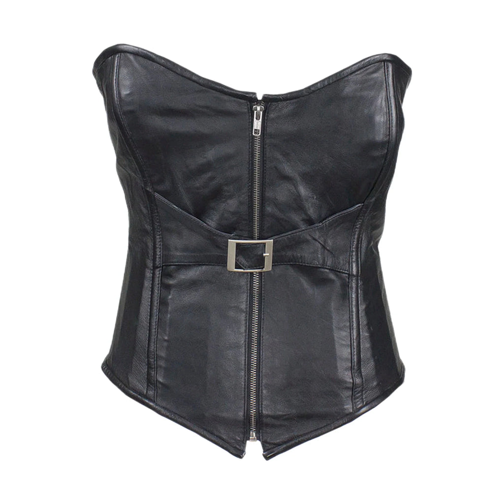 Women's Black Lambskin Leather Corset