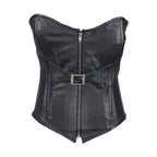 Women's Black Lambskin Leather Corset