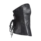 Womens Strapless Lamb Leather Corset With Metal Busks & Grommets