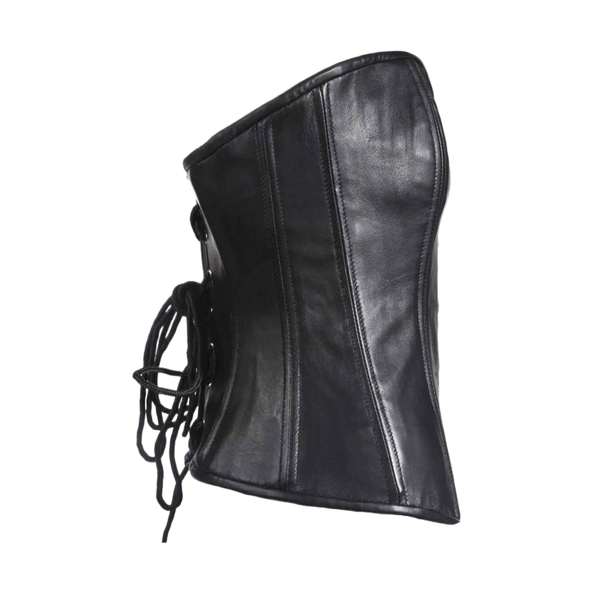 Womens Strapless Lamb Leather Corset With Metal Busks & Grommets
