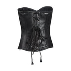 Womens Strapless Lamb Leather Corset With Metal Busks & Grommets