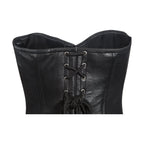 Womens Strapless Lamb Leather Corset With Metal Busks & Grommets