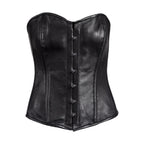 Womens Strapless Lamb Leather Corset With Metal Busks & Grommets