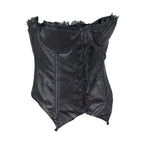 Women's Black Leather Lace Corset Genuine Lambskin Soft Lining Padded Bra
