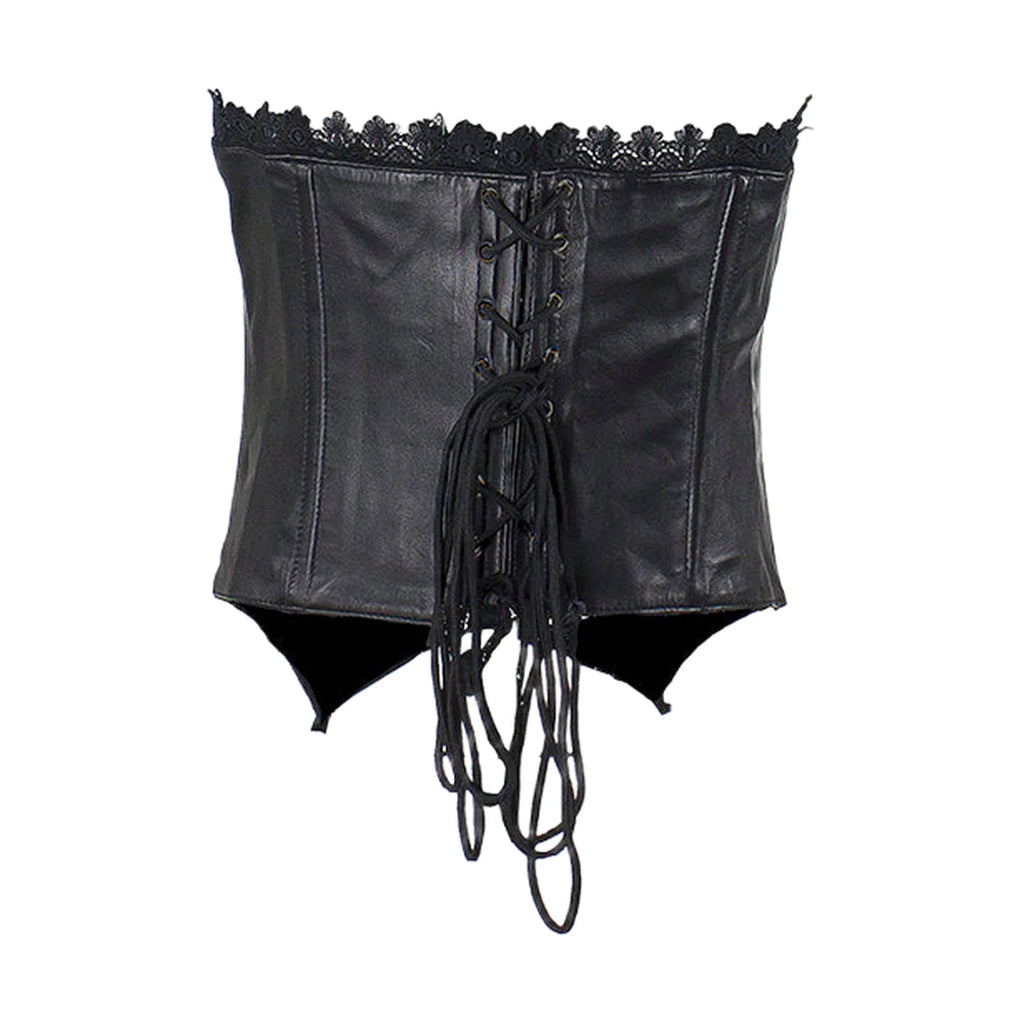 Women's Black Leather and Lace Corset