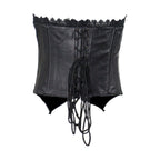 Women's Black Leather and Lace Corset