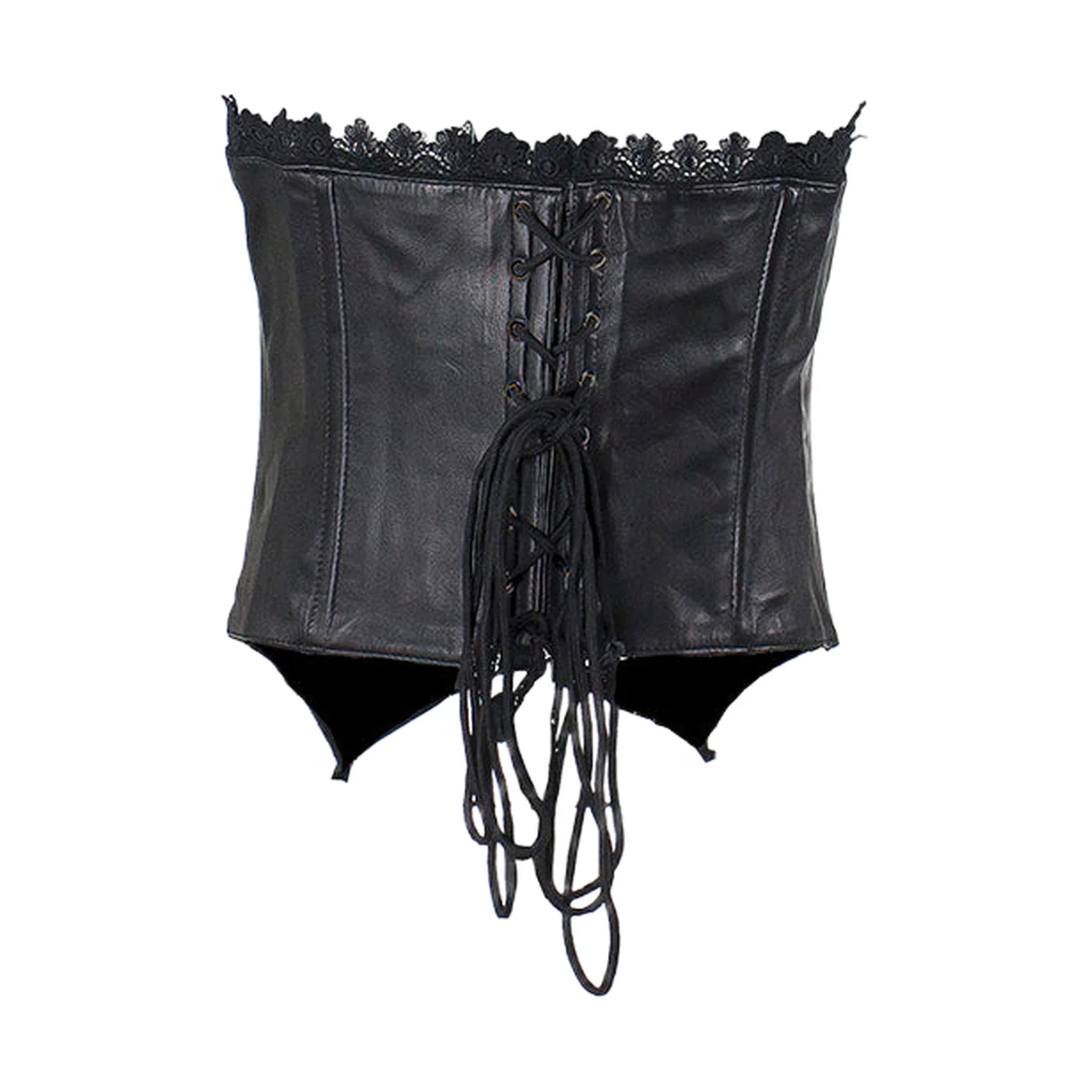 Women's Black Leather and Lace Corset