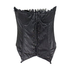 Women's Black Leather and Lace Corset