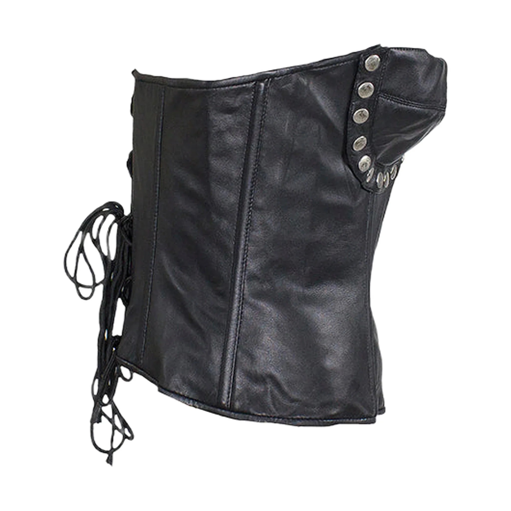 Women's Studded Black Leather Corset