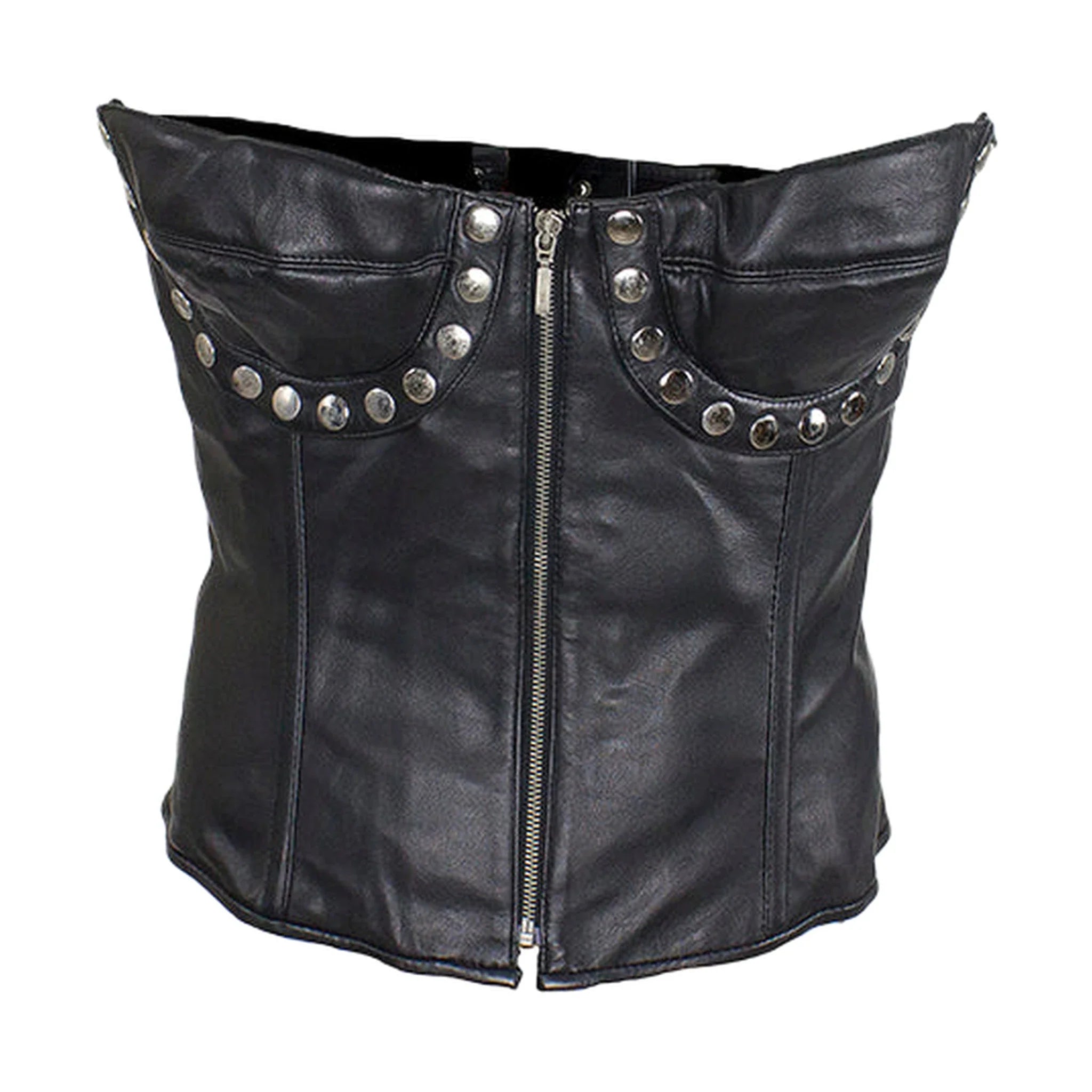 Women's Studded Black Leather Corset