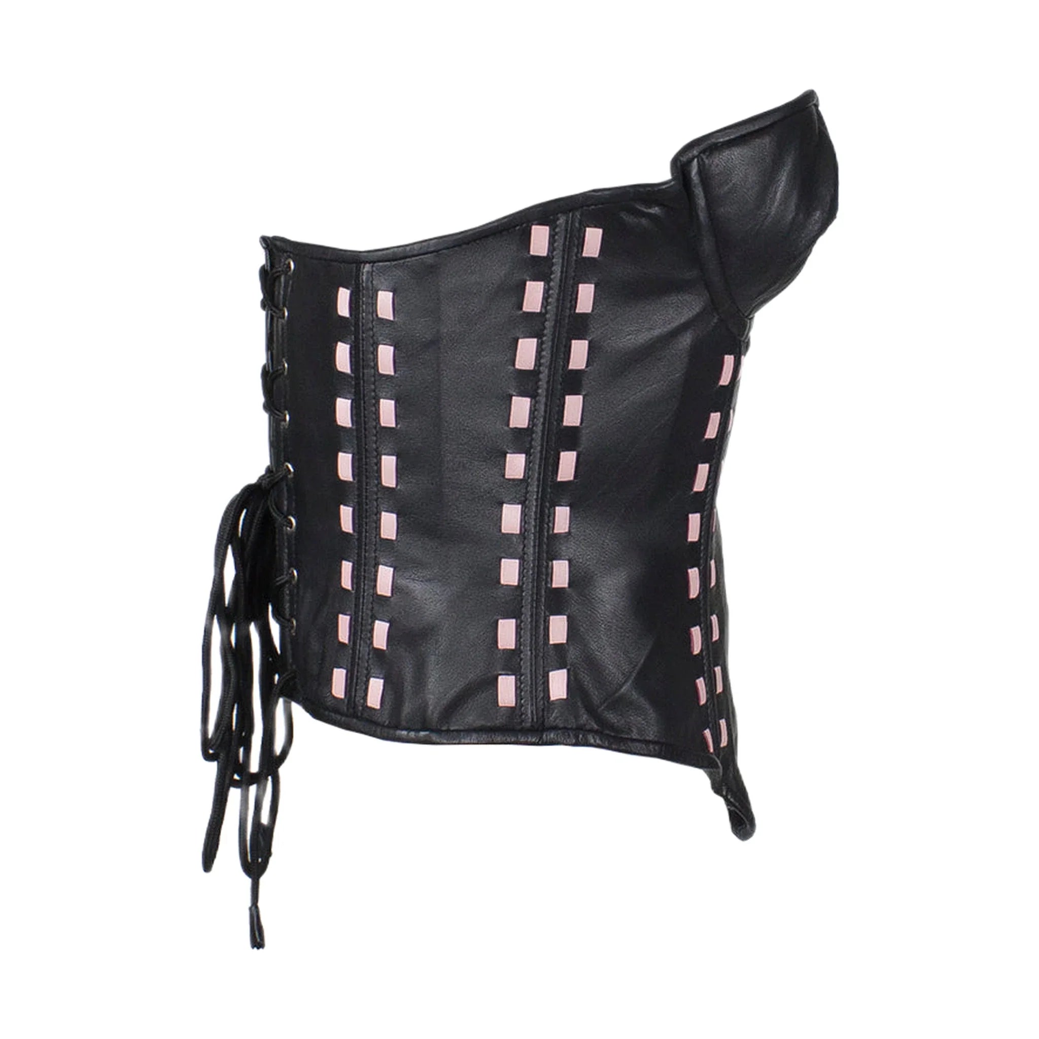 Women's Black Leather Corset with Bra Cups