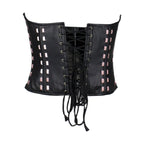 Women's Black Leather Corset with Bra Cups