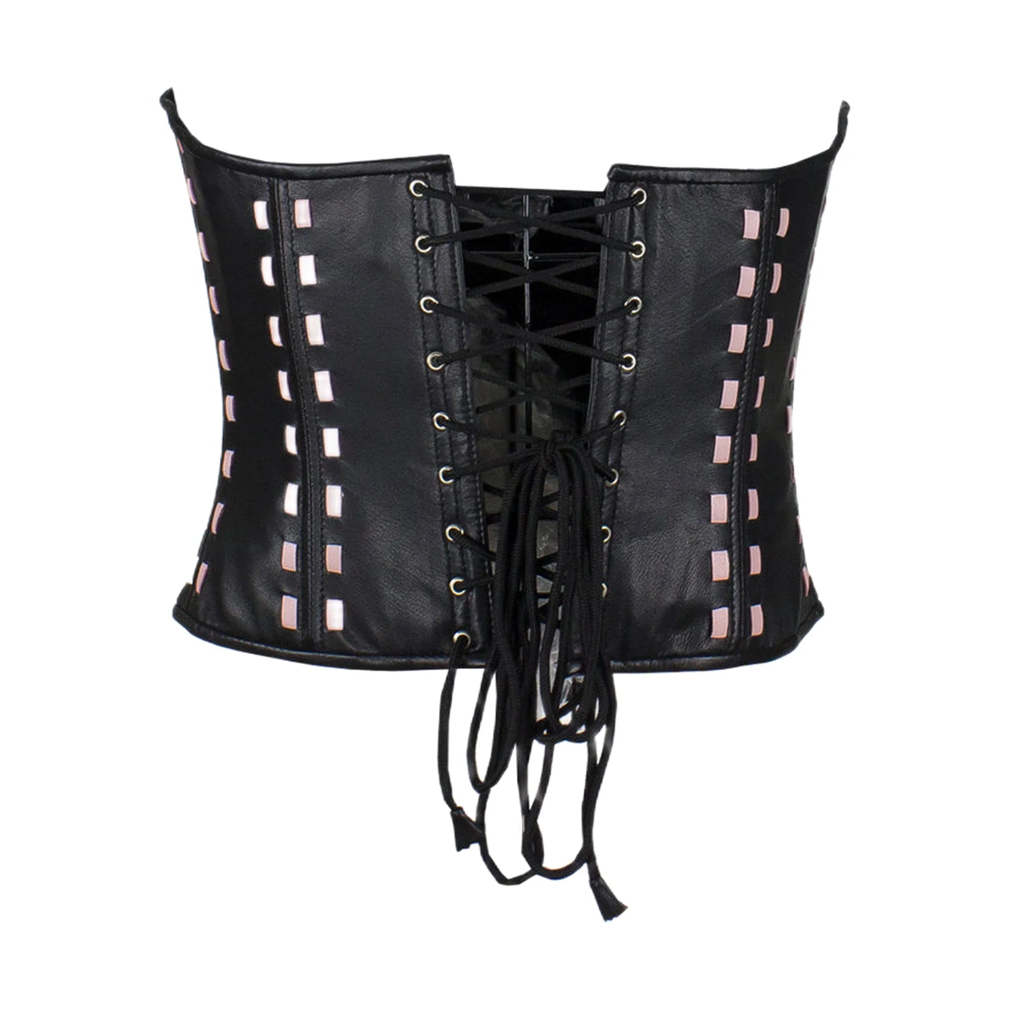 Women's Black Leather Corset with Bra Cups