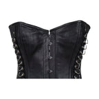 Women's Black Leather Corset with Pin Front Closure