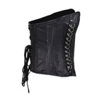 Women's Black Leather Corset with Pin Front Closure