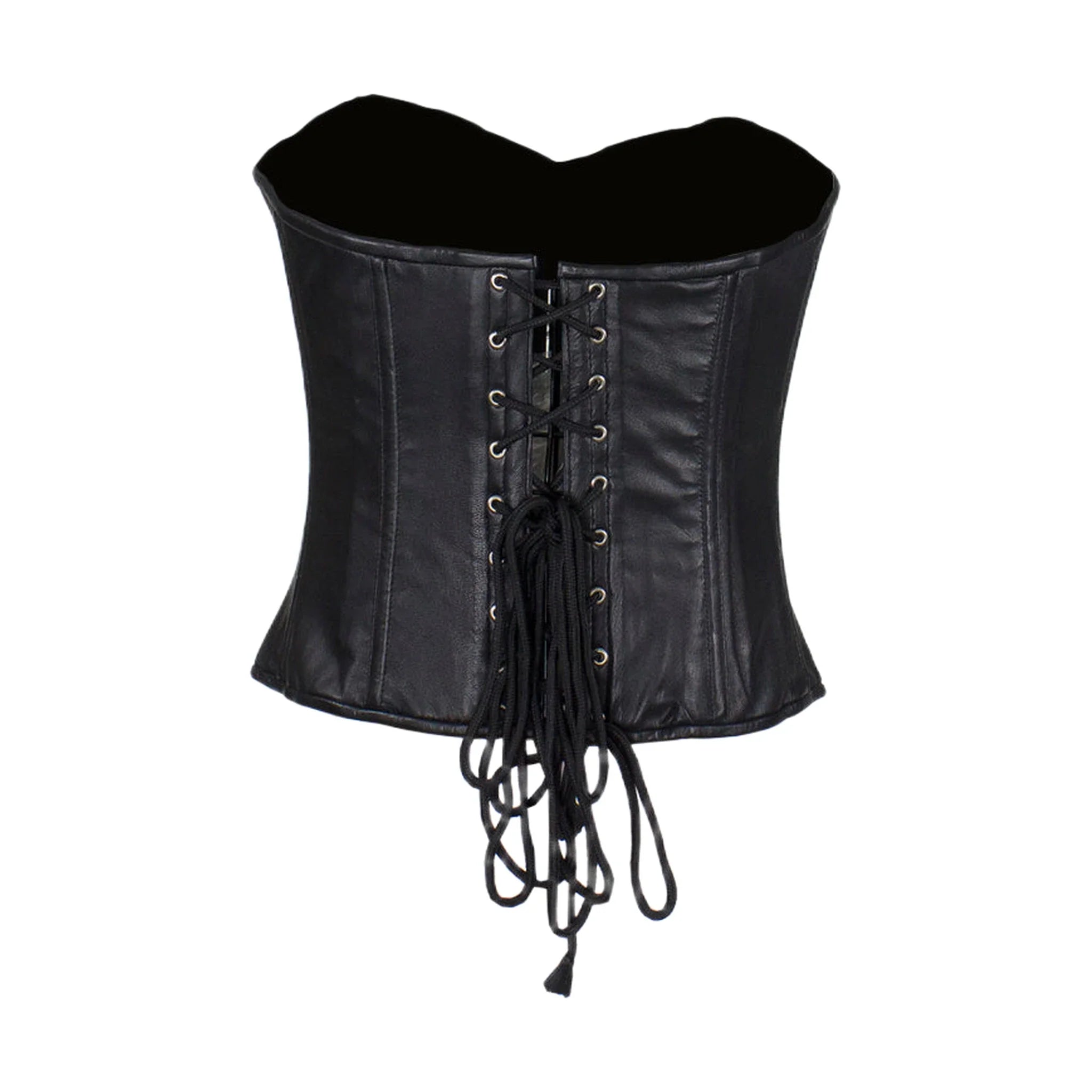Women's Black Leather Corset with Pin Front Closure