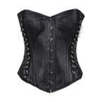 Women's Black Leather Corset with Pin Front Closure