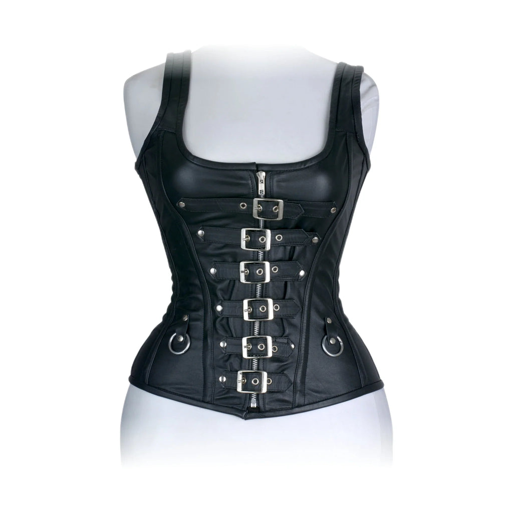 Dream Apparel Black Leather Heavy Duty Steel Boned Underbust Waist Trainer Extreme Corset