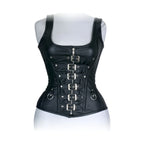 Dream Apparel Black Leather Heavy Duty Steel Boned Underbust Waist Trainer Extreme Corset
