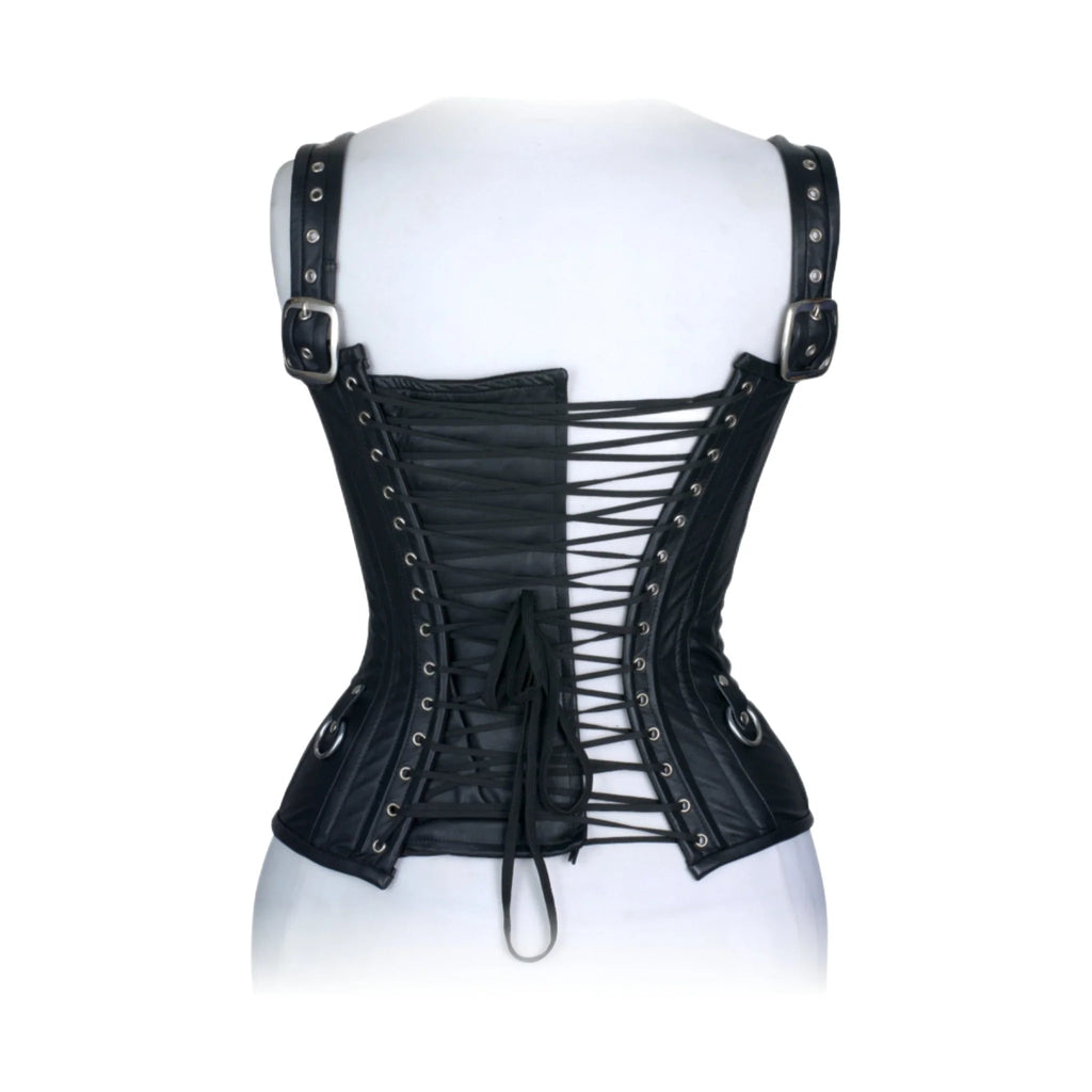 Dream Apparel Black Leather Heavy Duty Steel Boned Underbust Waist Trainer Extreme Corset