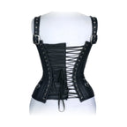 Dream Apparel Black Leather Heavy Duty Steel Boned Underbust Waist Trainer Extreme Corset