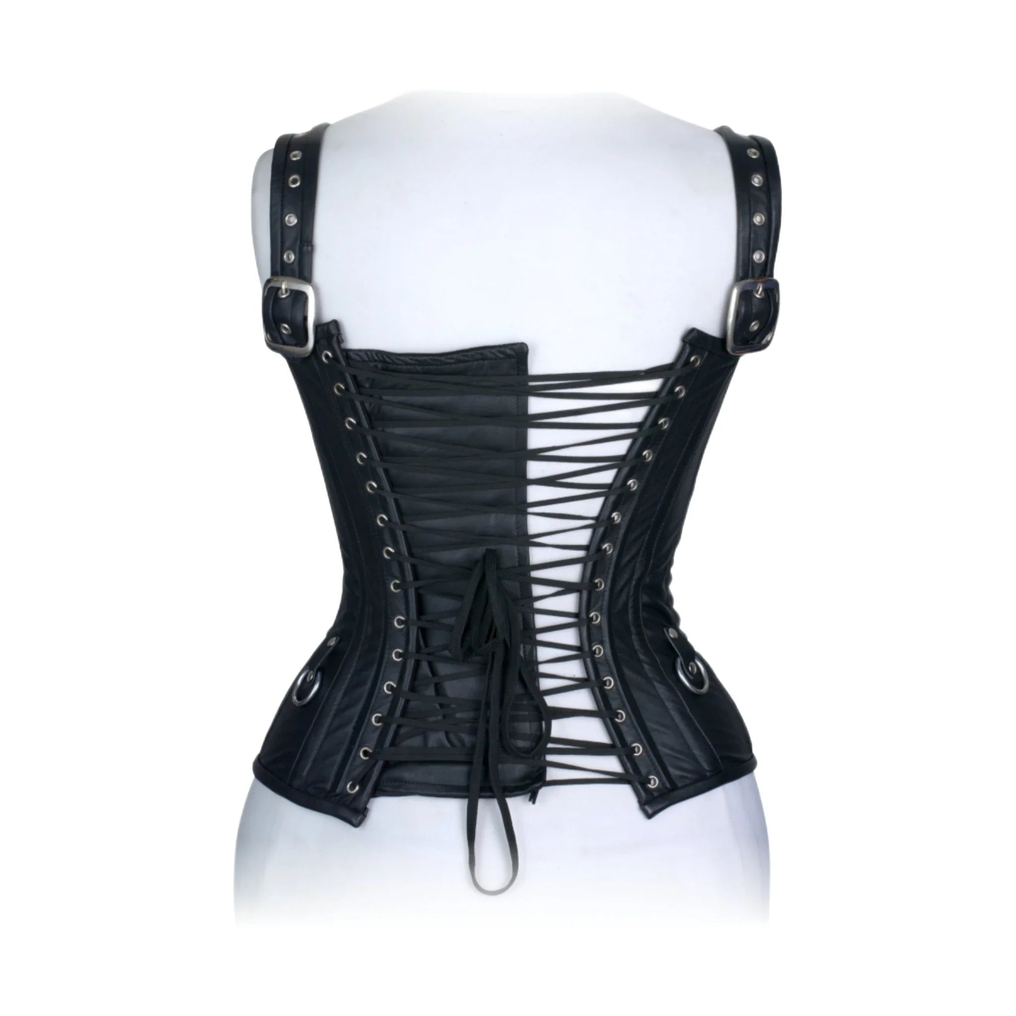 Dream Apparel Black Leather Heavy Duty Steel Boned Underbust Waist Trainer Extreme Corset