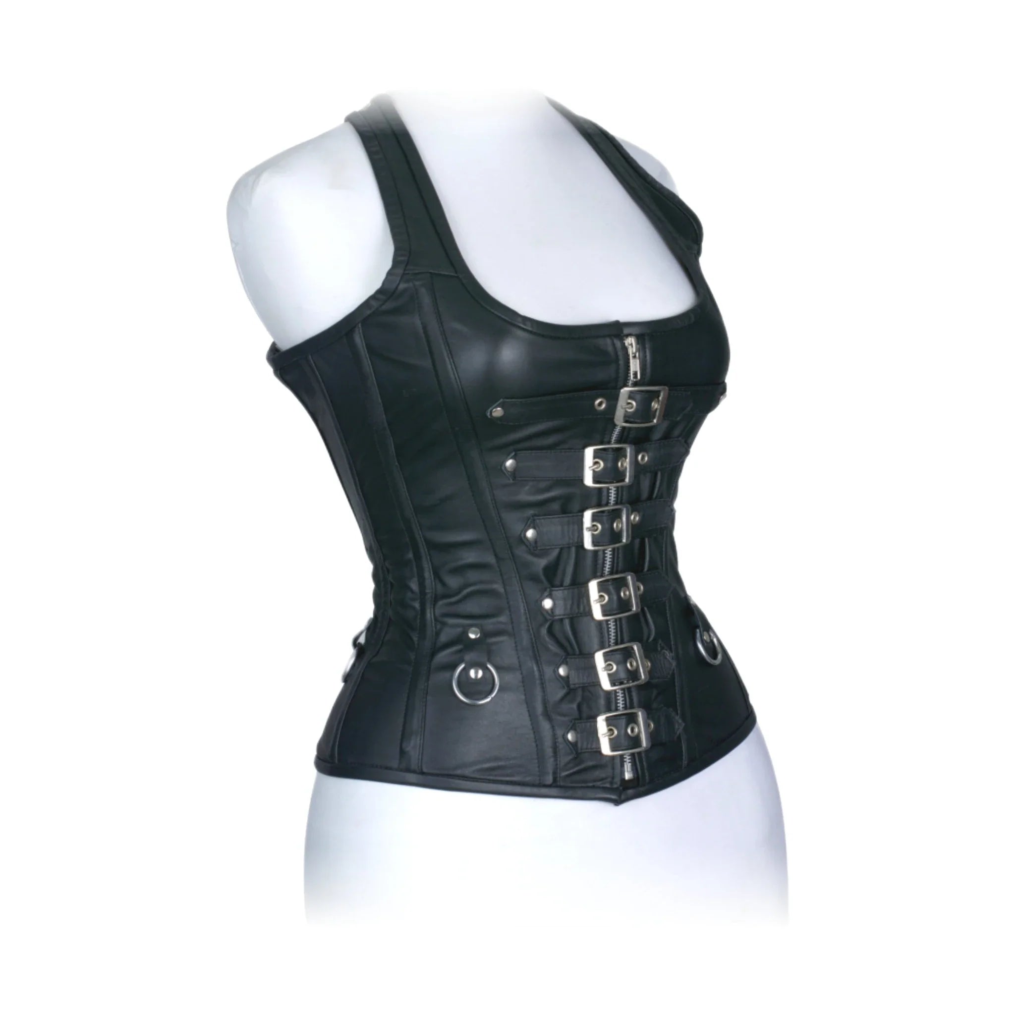 Black Leather Heavy Duty Steel Boned Underbust Waist Trainer Corset Dream Apparel