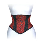 Corset Heavy Duty Steel Boned Underbust Waist Trainer Black and Red Mesh