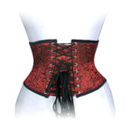 Corset Heavy Duty Steel Boned Underbust Waist Trainer Black and Red Mesh