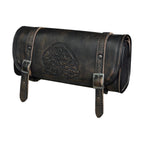 10 Inch Distress Brown Leather Motorcycle Tool Bag With Eagle Universal Fit
