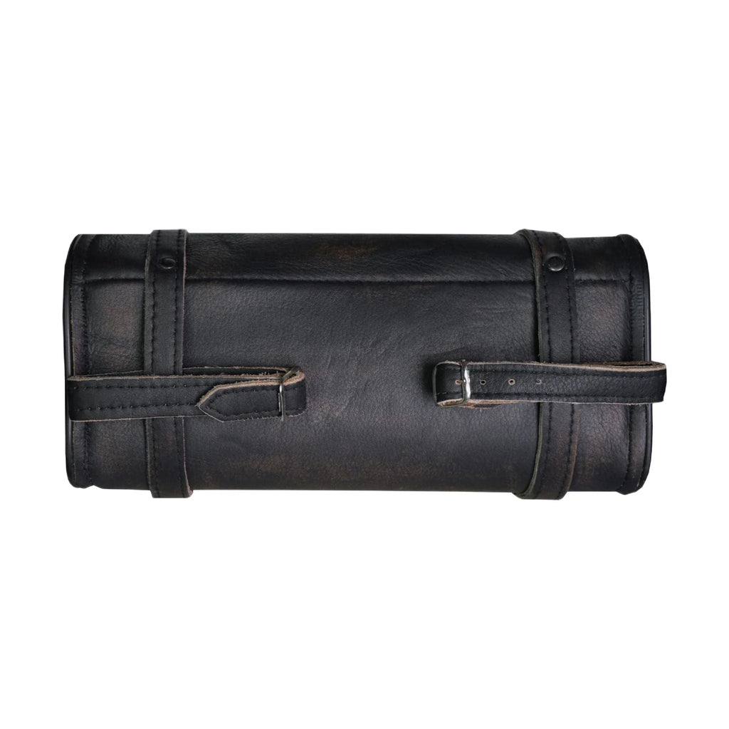 Distress Brown Leather 10" Motorcycle Tool Bag With Eagle