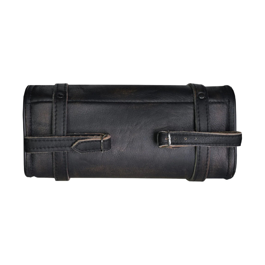 Dream Apparel Distress Brown Leather 12" Motorcycle Tool Bag With Eagle