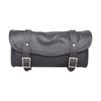 Motorcycle Tool Bag Flames 12 Inch Waterproof Universal Fit with Roller Buckle Straps