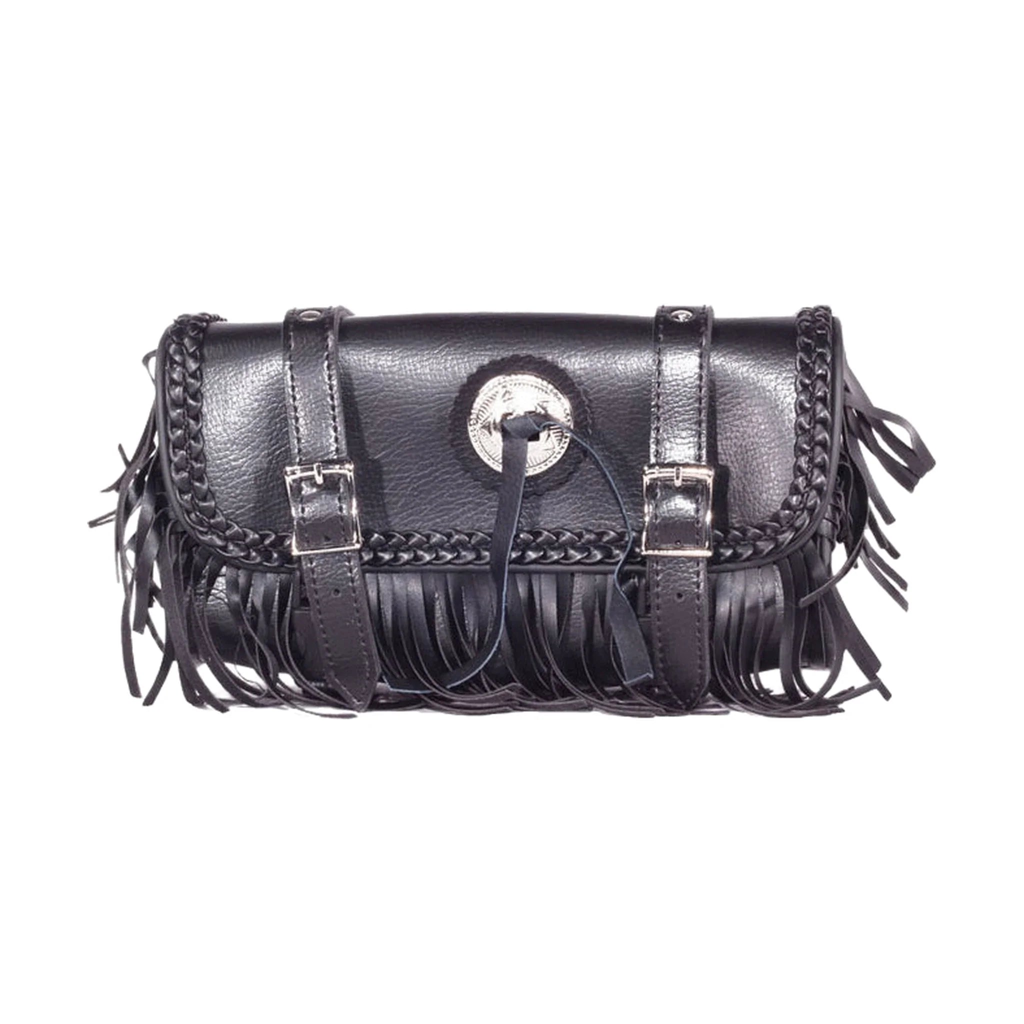 10 Inch Motorcycle Tool Bag With Braid Fringes Concho Universal Fit Waterproof