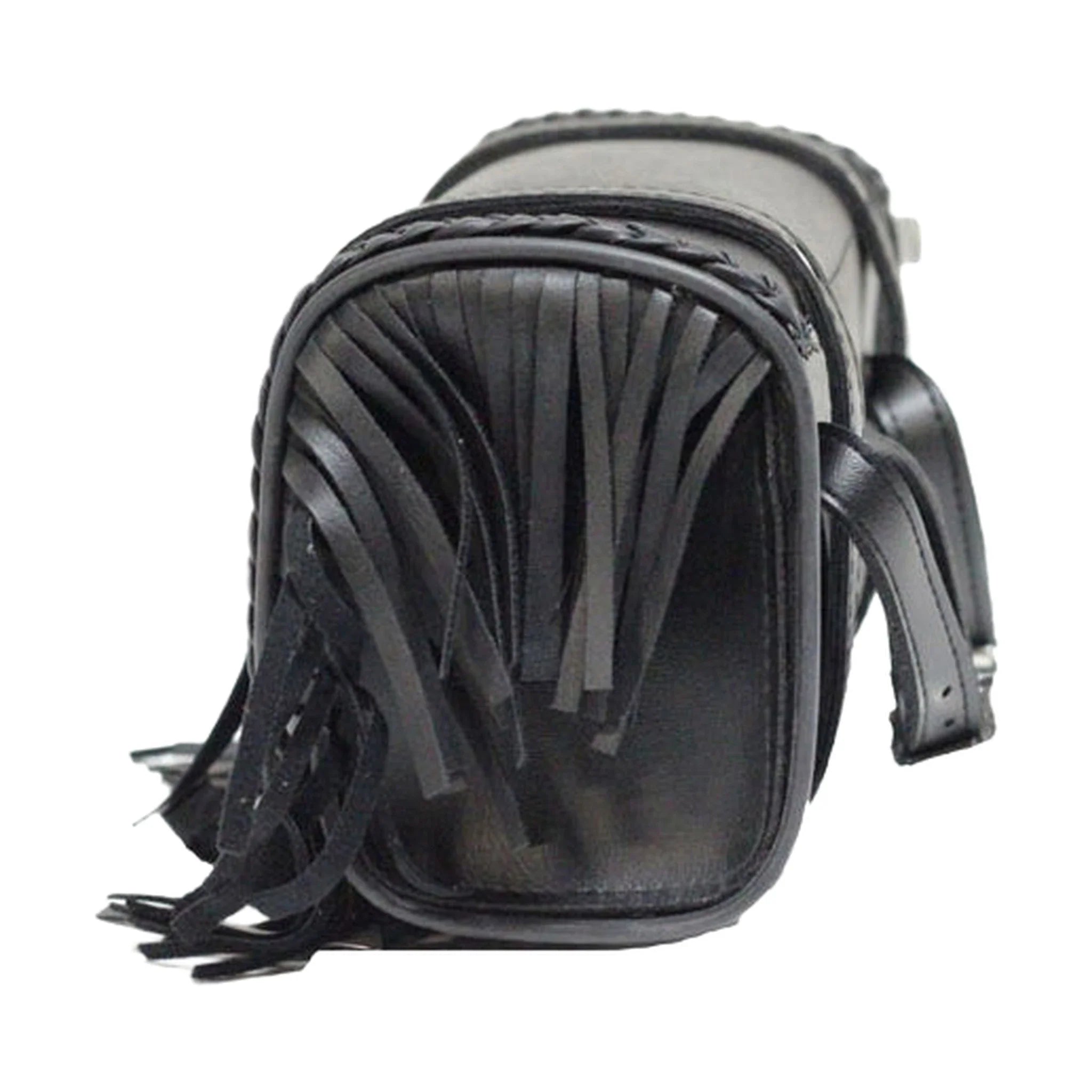 Dream Apparel Leather Motorcycle Tool Bag with Braid, Fringes, and Concho