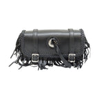 Leather Motorcycle Tool Bag Universal Fit Waterproof With Braid Fringes Concho