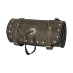 Motorcycle Tool Bag Dream Apparel Brown Studded Leather 10 x 4.25 Inch Water Resistant