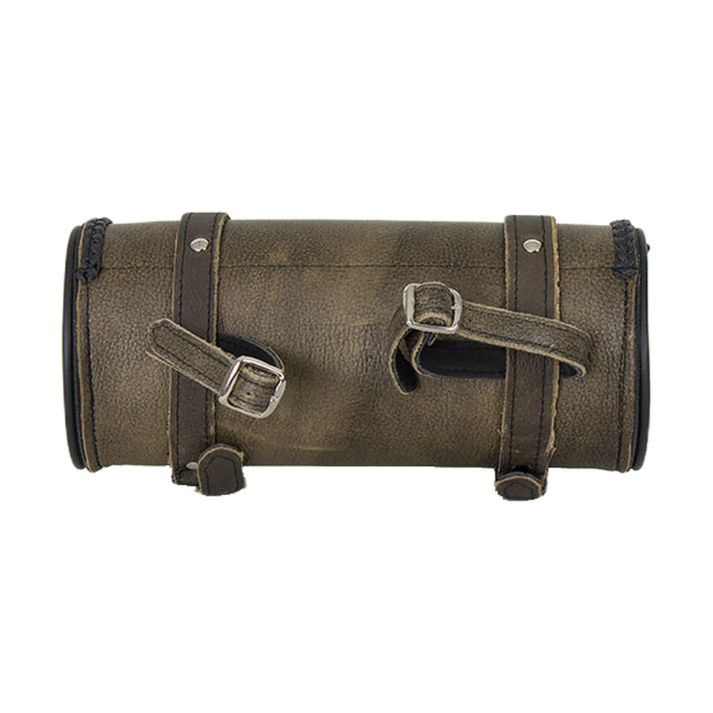 Dream Apparel Brown Leather Motorcycle Tool Bag with Concho