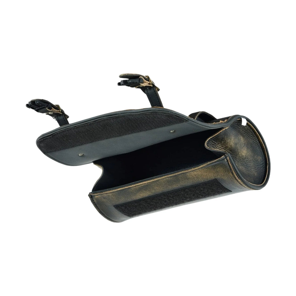 Dream Apparel Distress Brown Naked Leather Motorcycle Tool Bag 12-inches