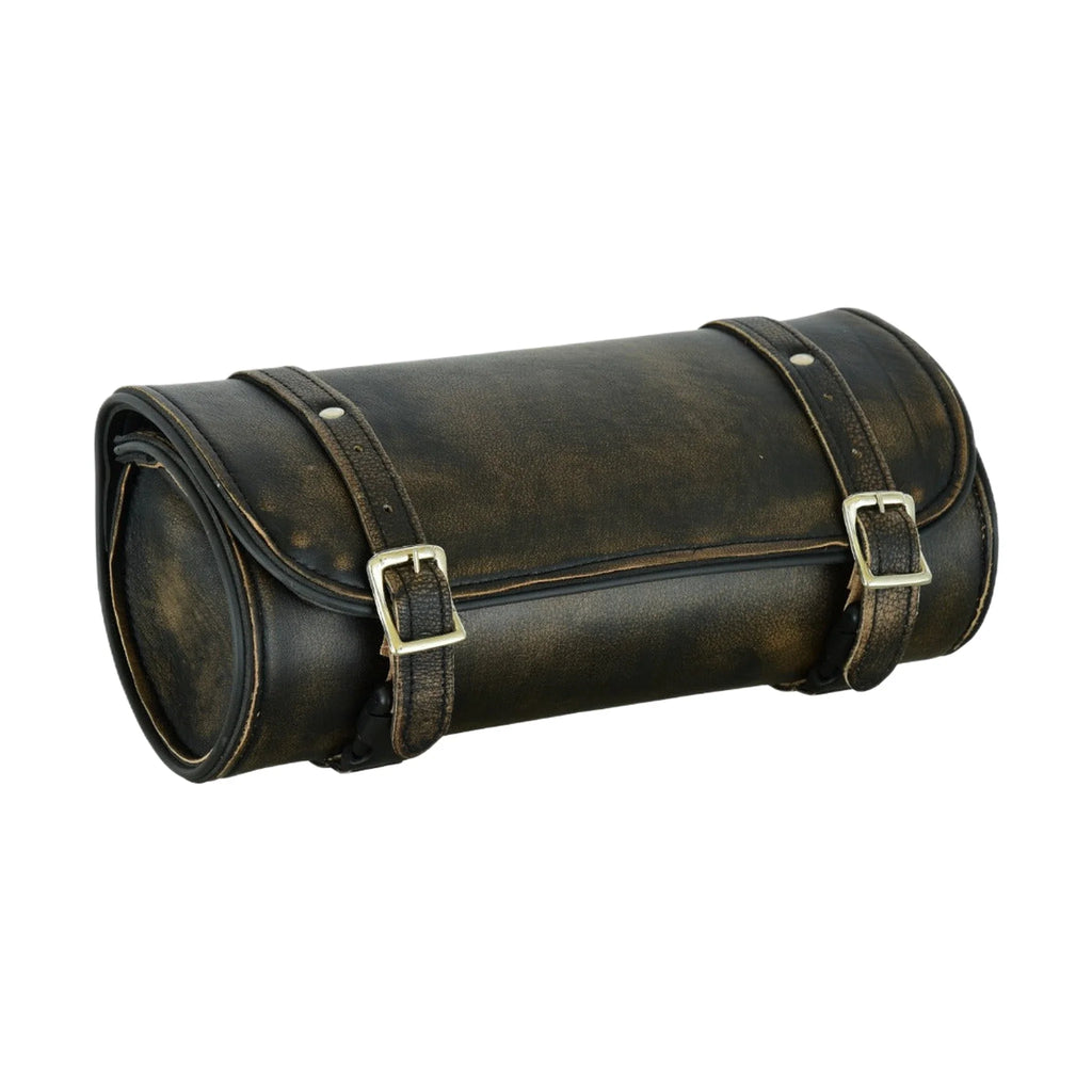 Motorcycle Tool Bag Dream Apparel Distress Brown Naked Leather 12 Inch Water Resistant