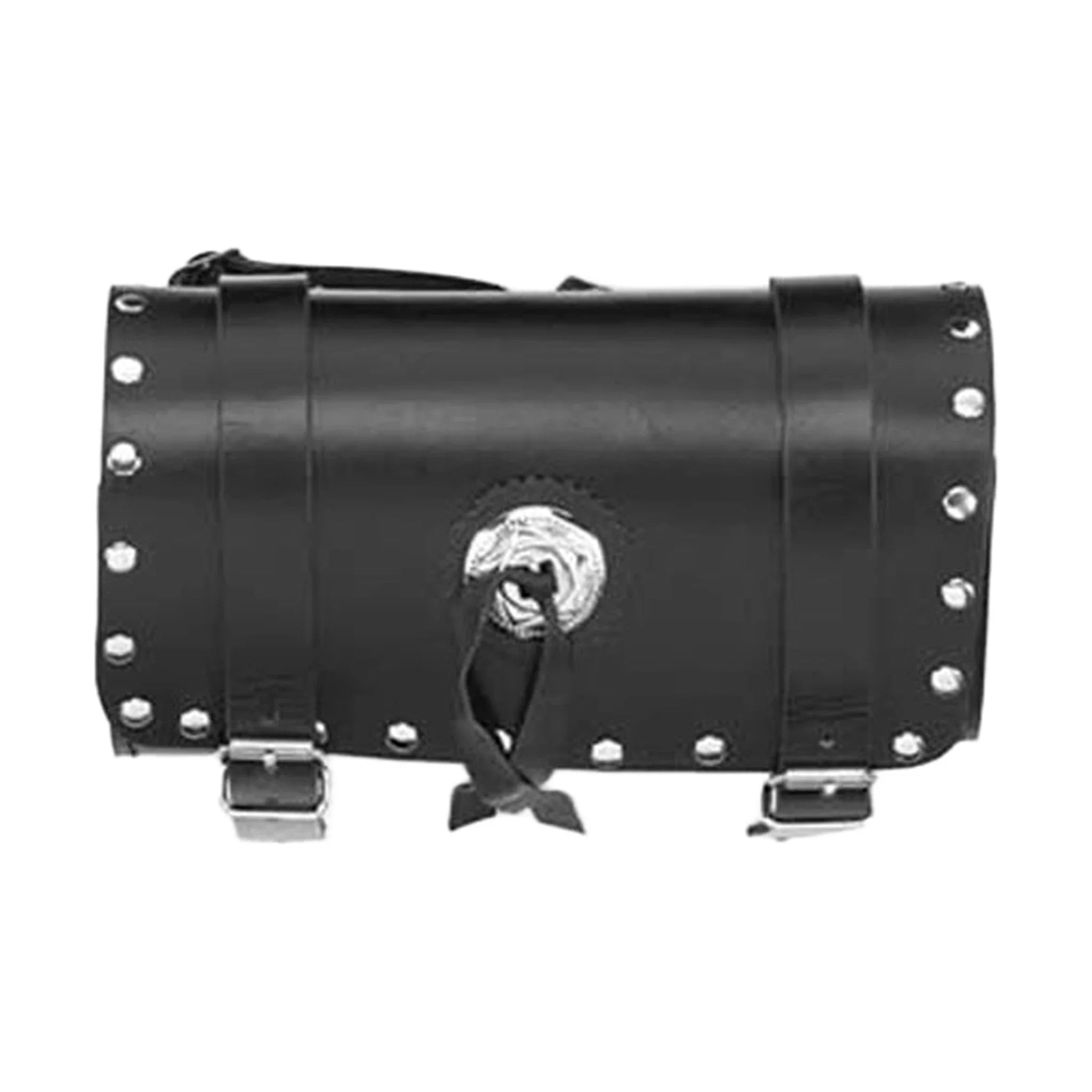 Dream Apparel 12" Black PVC Motorcycle Tool Bag With Concho & Studs