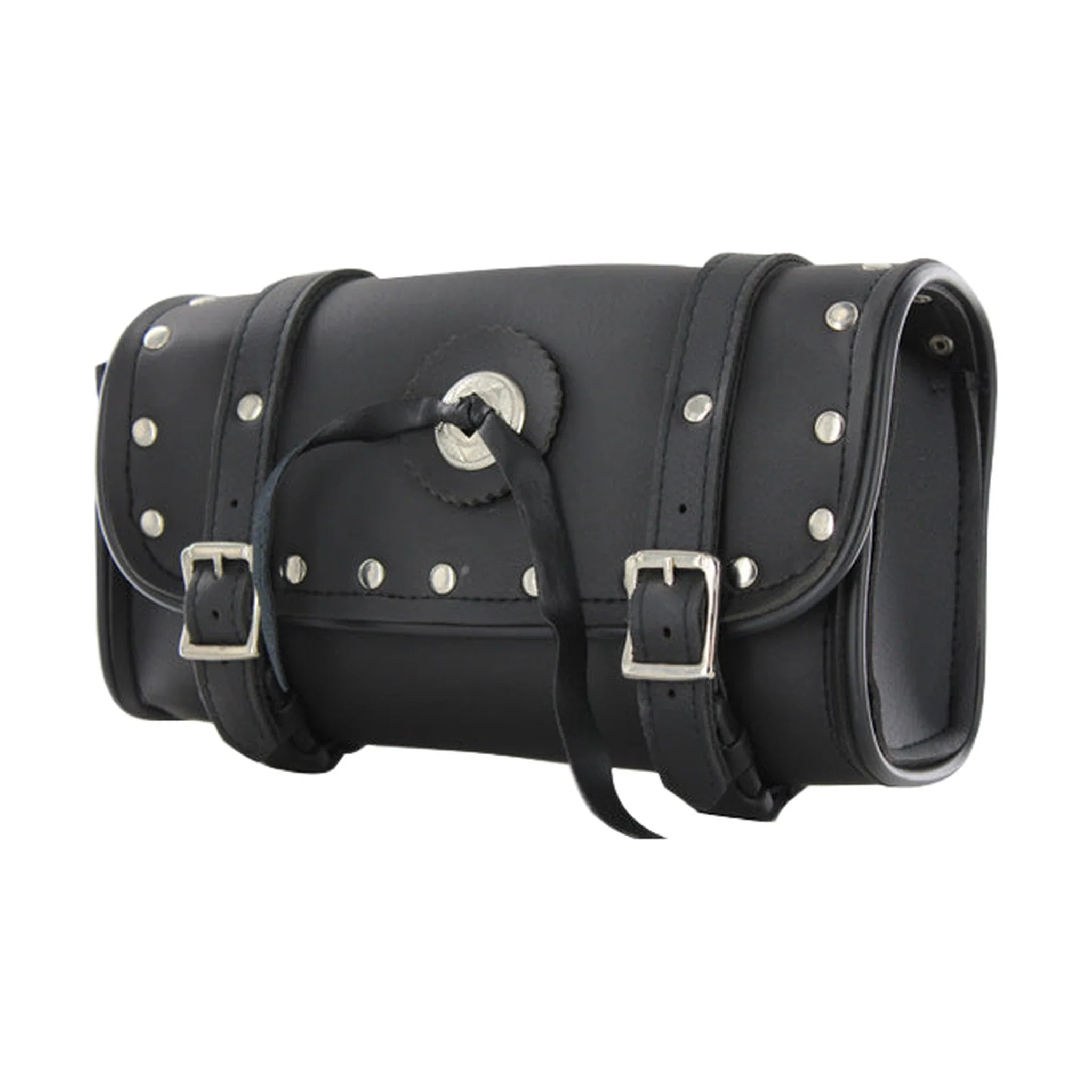 Dream Apparel 12" Black PVC Motorcycle Tool Bag With Concho & Studs