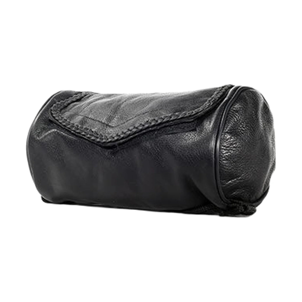 Black Leather Motorcycle Tool Bag Genuine Cowhide 9x4.5 Inch Universal Fit